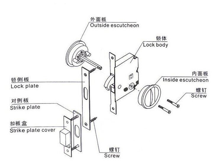 樂朗五金RSL-602ET 移門拉門方形鎖(帶鎖體鑰匙)