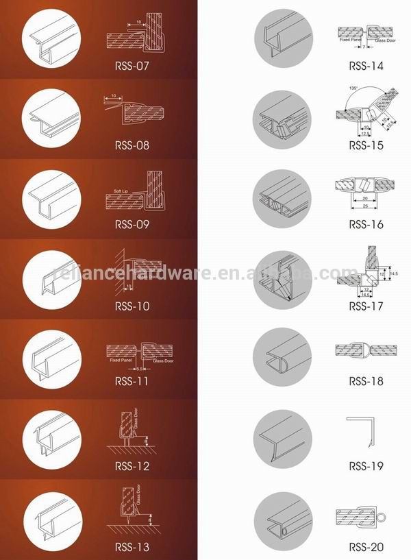 Glass to wall Snap on edge wipes PVC door sealing strip